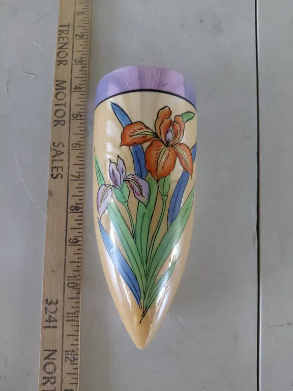 Vintage Japan Hand Painted Wall Pocket 3"X2.25"X7.5"