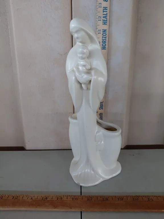 Vintage Haeger Mother Mary Pottery Planter 11.5", Small Chip On Base (Broken Toe)