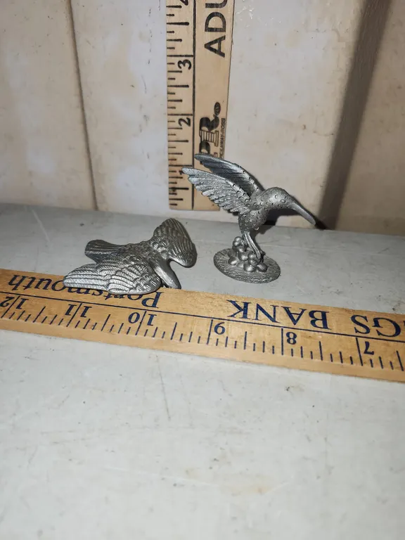 2 Metal Birds-One Marked Spoontiques 1967 Pewter