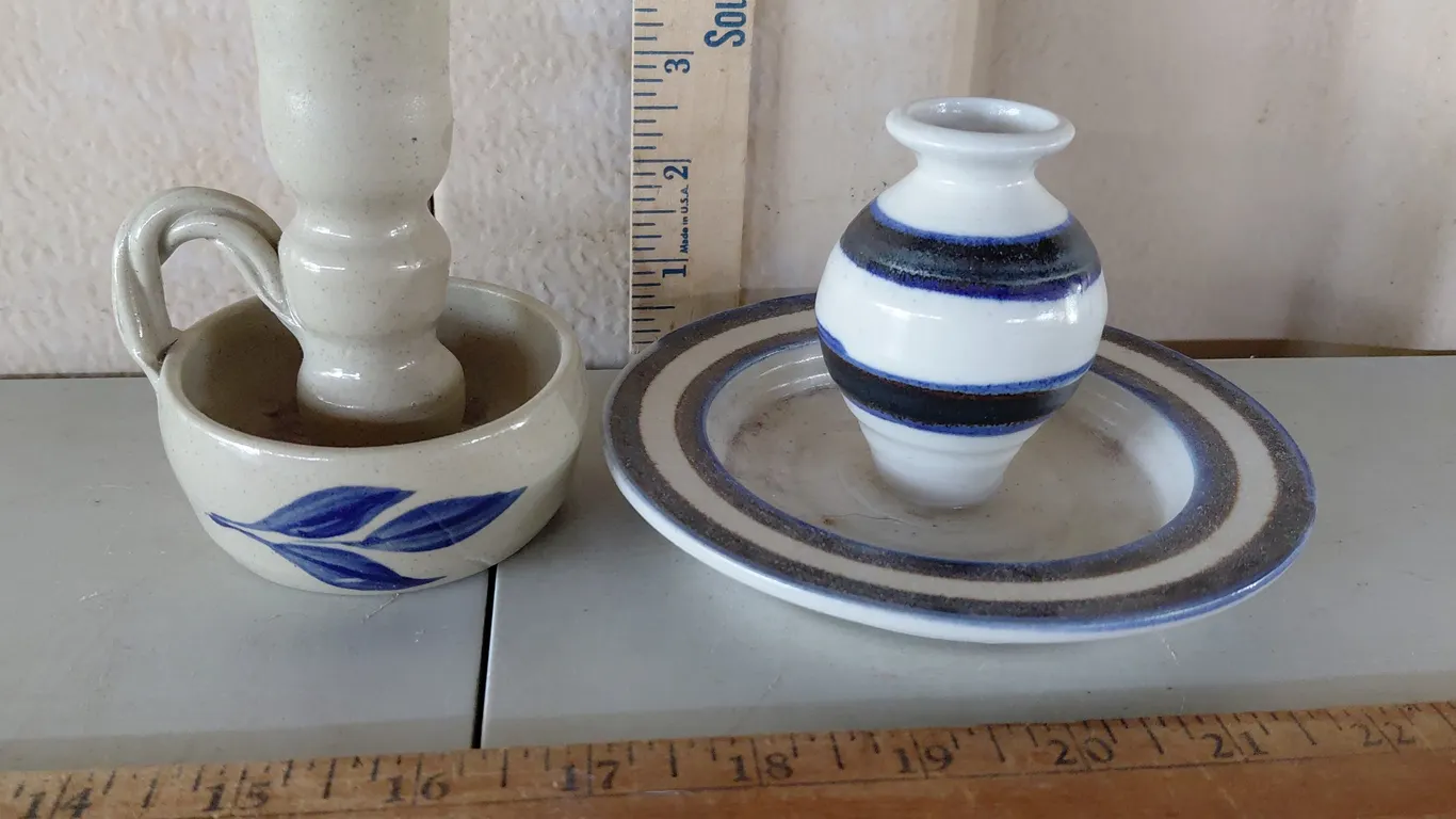 Vintage Chamberstick Candle Holder & Hand Thrown Candle Stick Holder-1 Williamsburg Pottery