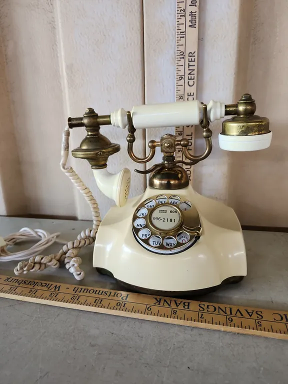Vintage Japan Made French Style Rotary Desk Telephone, 4 Prong Cord
