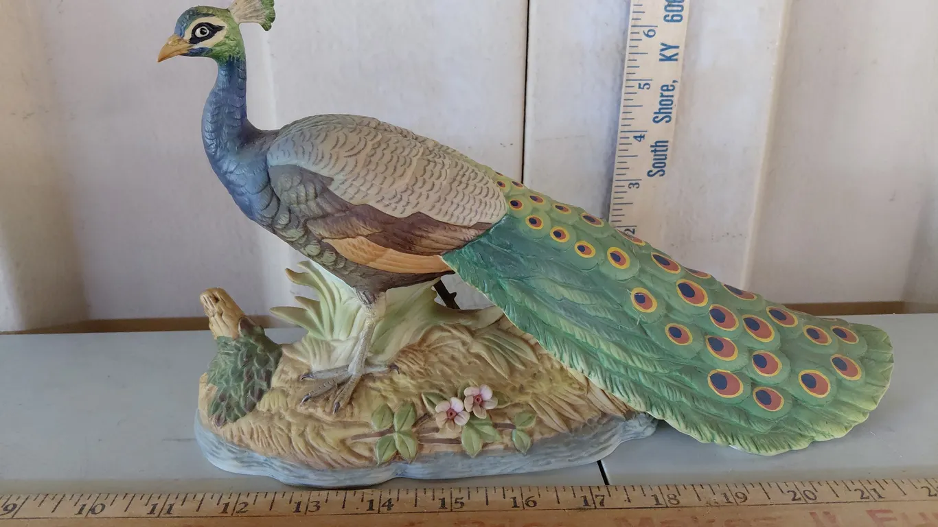 Vintage Andrea By Sadek Peacock Made In Japan, Porcelain 12"X3.5"X7.25"