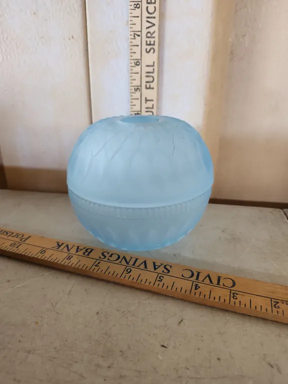 Vintage Indiana Glass Mt. Vernon Blue Satin Diamond Point Fairy Lamp 5"X4" Small Chip
