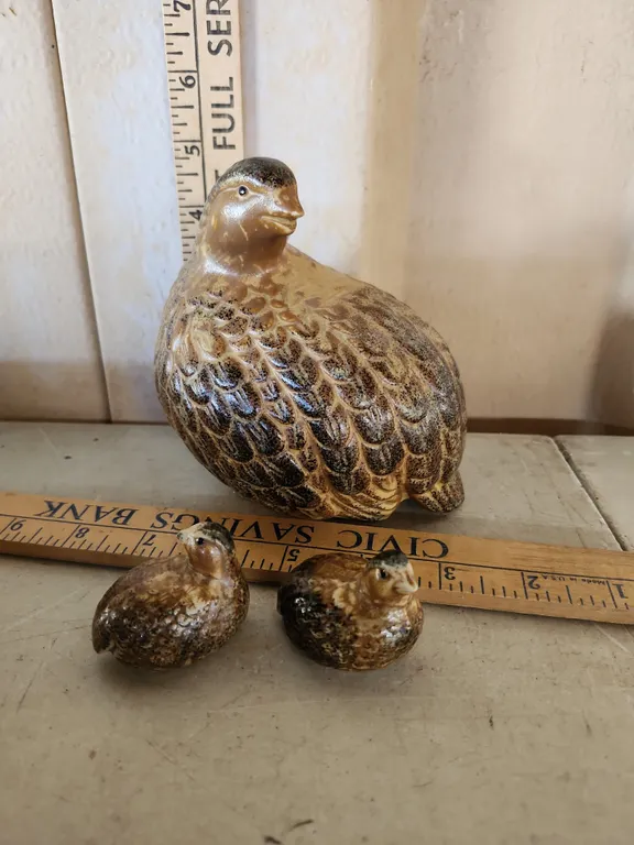 Set Of Vintage Andrea By Sadek Japan Pottery Quail & 2 Chick