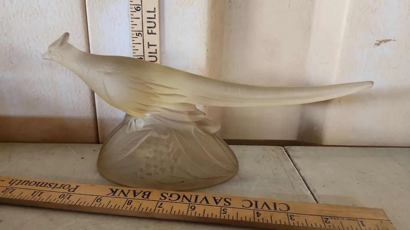 Vintage Lalique Crystal Pheasant Figure 11.5"X3.75"X5.25"