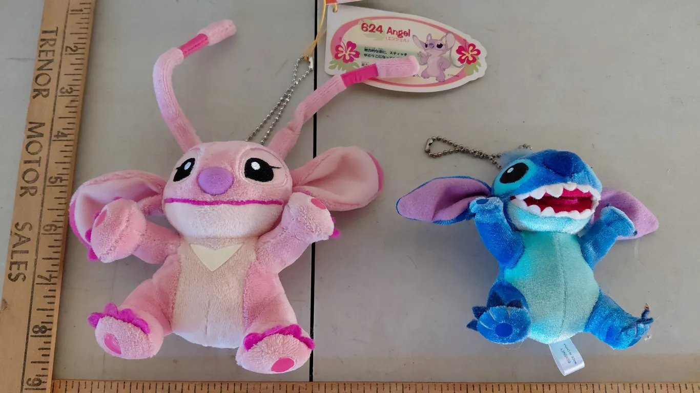 2 Plush Stitch & Angel Key Chains