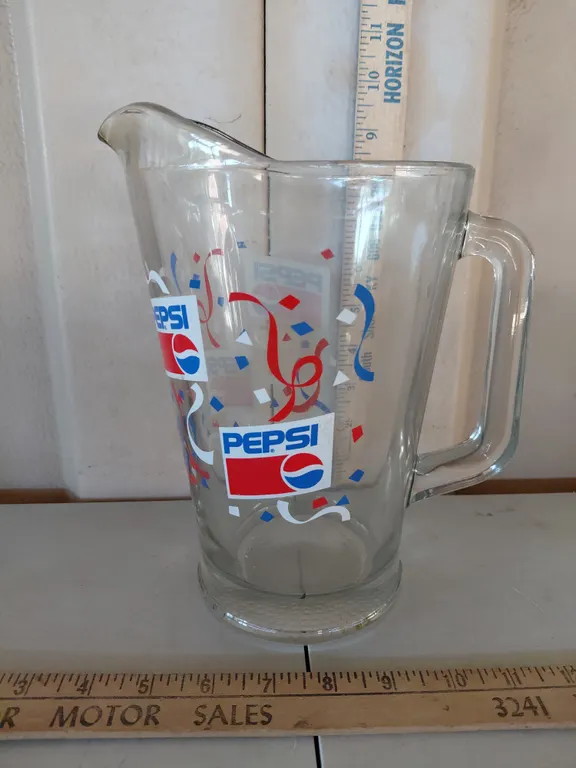 Vintage Pepsi Glass Pitcher 9" Tall