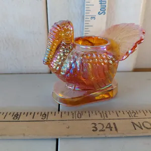 Vintage Mosser Glass Marigold Carnival Glass Turkey Toothpick Holder 3" Tall