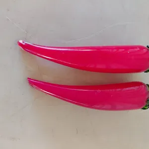 2 Hand Blown Glass Chilli Peppers 7.5" Long-1 Has Chipped End