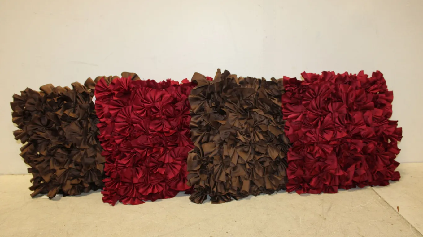 Brown & Red Ruffled Throw Pillows