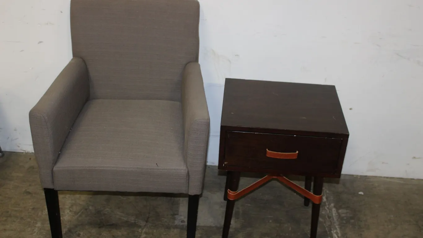 Taupe Armchair & Side Table