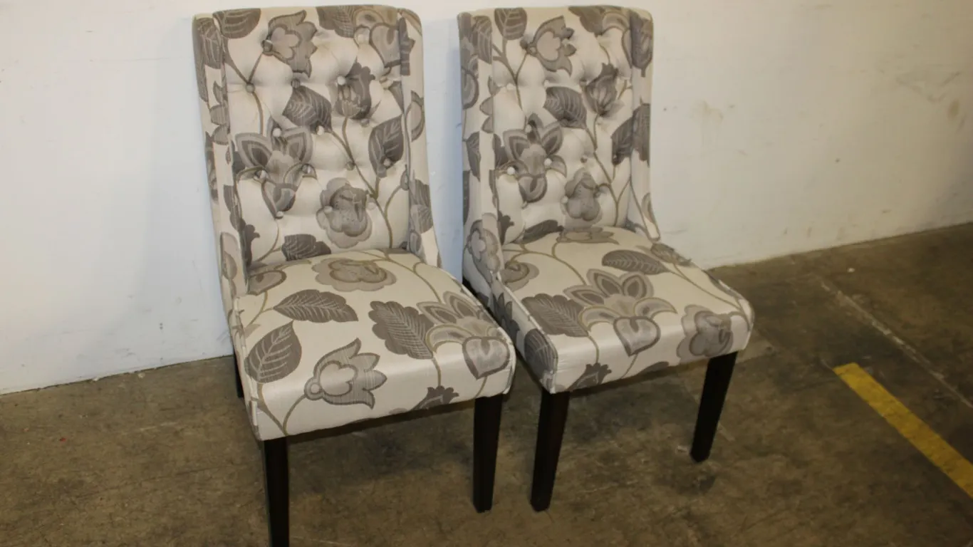Taupe Floral Accent Chairs