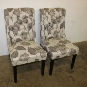 Taupe Floral Accent Chairs