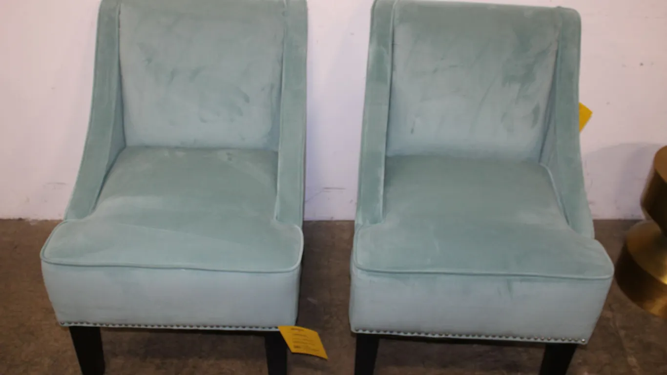 Aqua Velvet Accent Chairs