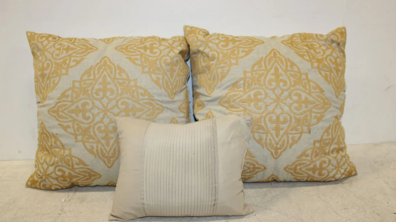Embroidered & Beige Throw Pillows