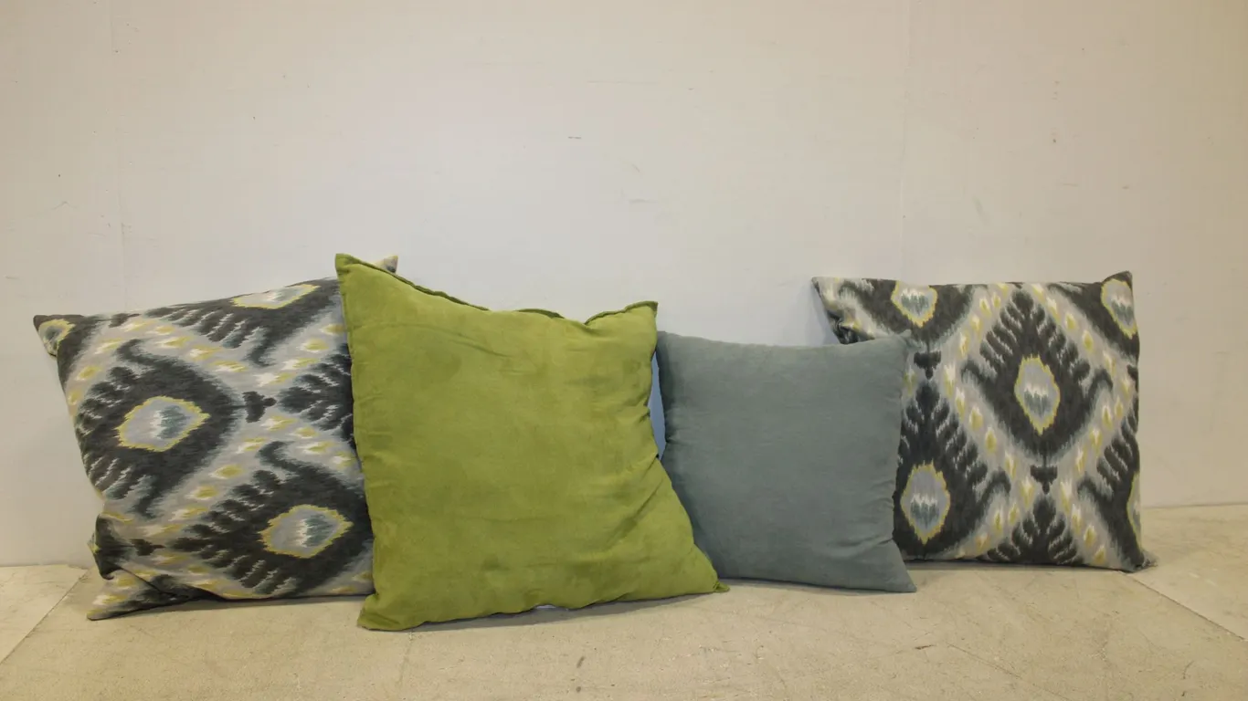 Ikat, Green & Gray Throw Pillows