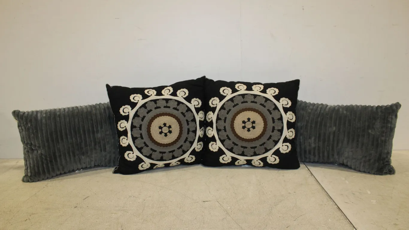 Gray & Embroidered Throw Pillows