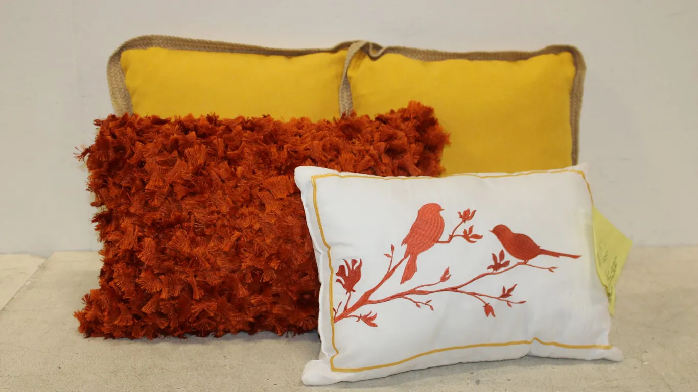 Yellow, Rust & White Decorative Pillows