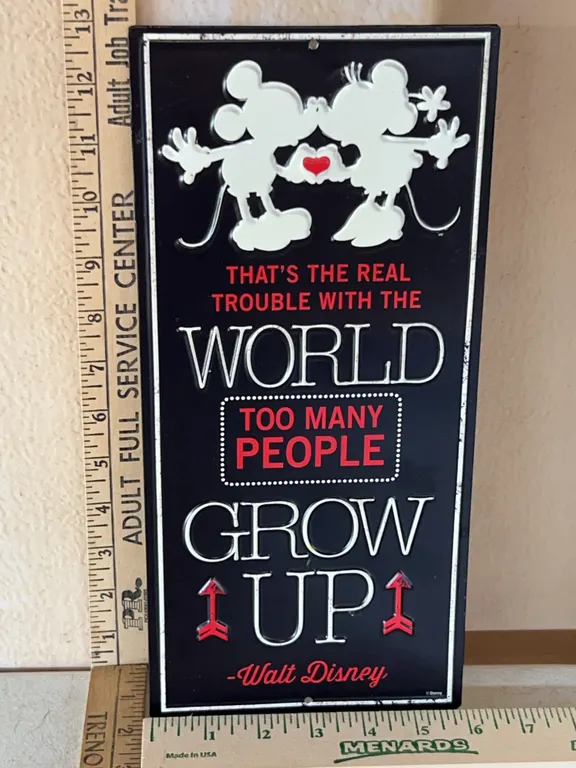 Mickey Mouse Metal Sign 6"X13"