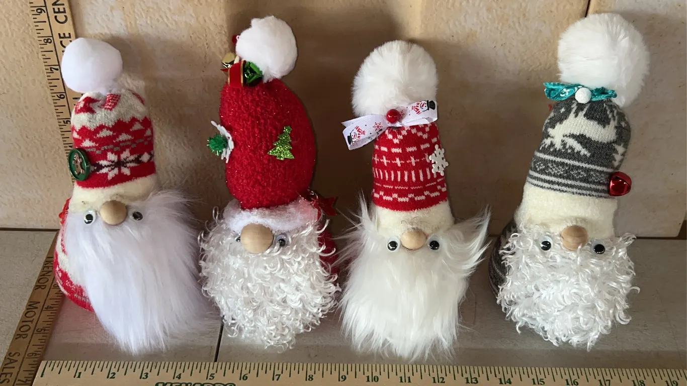 3 Hand Made Sock Gnomes