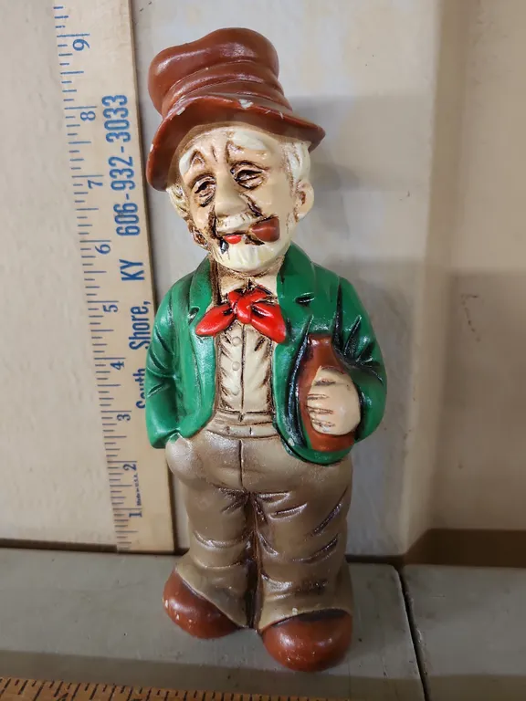 Vintage Japan Paper Mache Man Bank, Minor Paint Chips