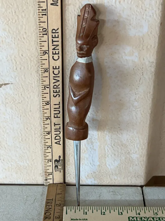 Made In Kenya Hand Carved Wood Handle Stainless Steel Letter Opener