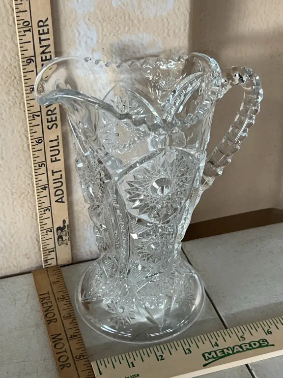Vintage Pressed/Cut Glass Pitcher 7.5''X9.5''