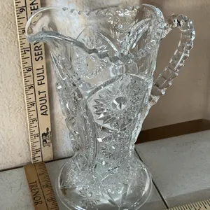 Vintage Pressed/Cut Glass Pitcher 7.5''X9.5''