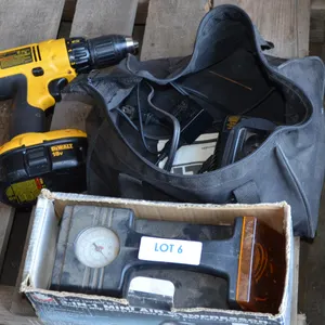 18 V DeWalt 1/2" Cordless Drill with Charger, Portable Air Compressor