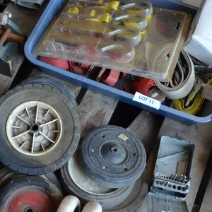 Assortment of Ratchet Straps, Small Wheels, Drill Bits (not complete)