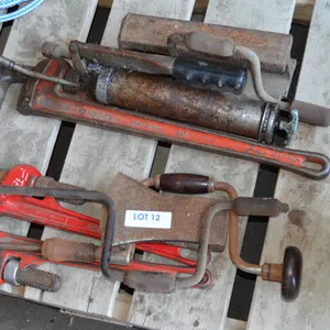 3 Pipe Wrenches, 24", 18", Grease Gun, 3 speed Wrenches, Partial Steel Track