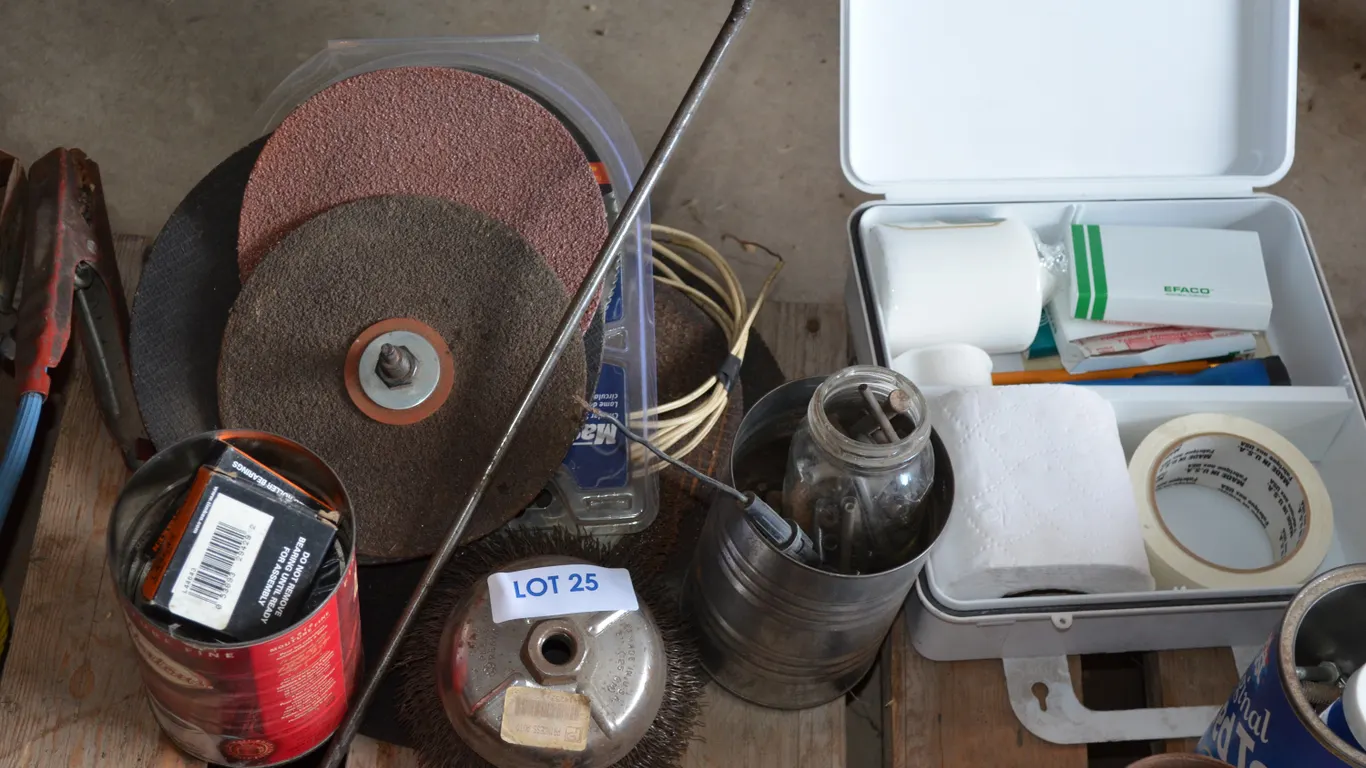 Agricore Safety Kit, New Mastercraft 7 1/4 Steel Blade, Used Grinding Disks, Small Bearings