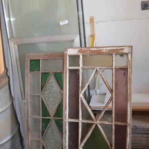 2 Stain Glass Windows, one is complete and one is missing a piece of glass, Large Glass Panels