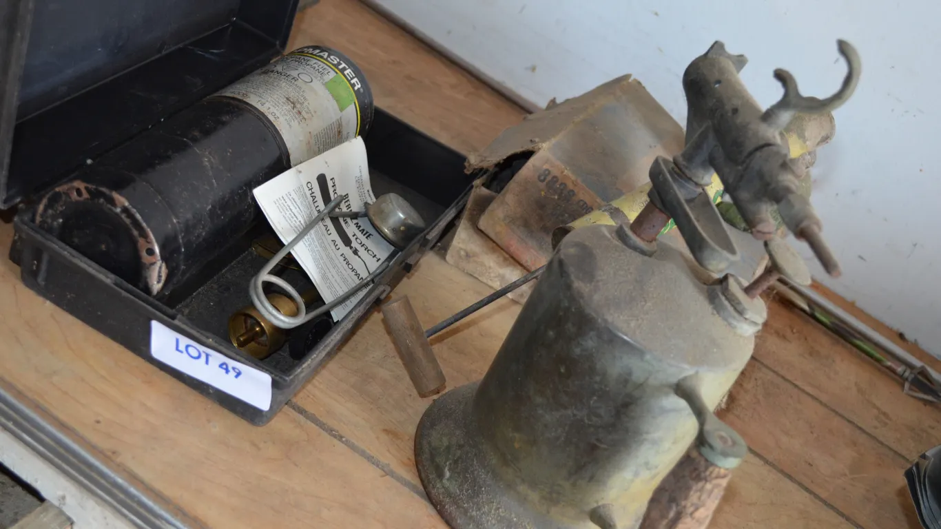 Antique Torch, Small Torch, Antique Green Cross Hand Sprayer, Schrader Pressure Gauge