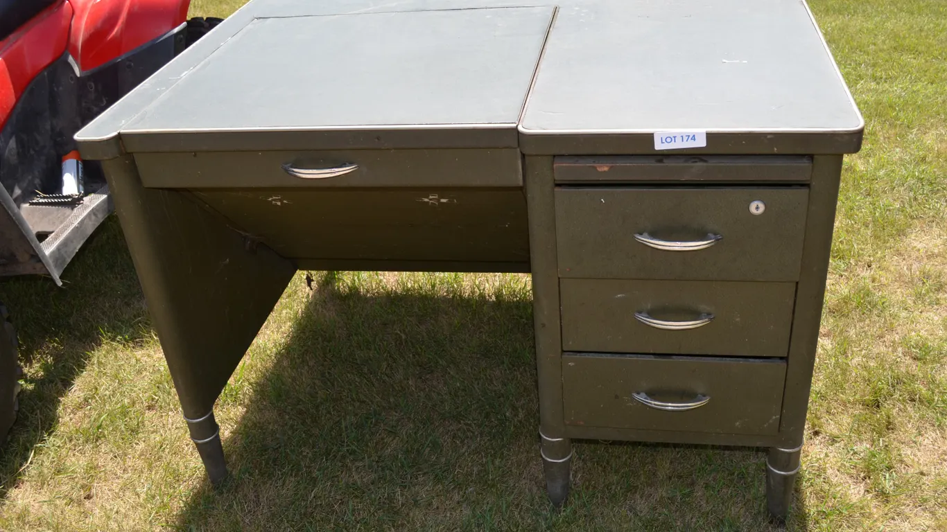 Solid Steel Desk with unique fold in platform
