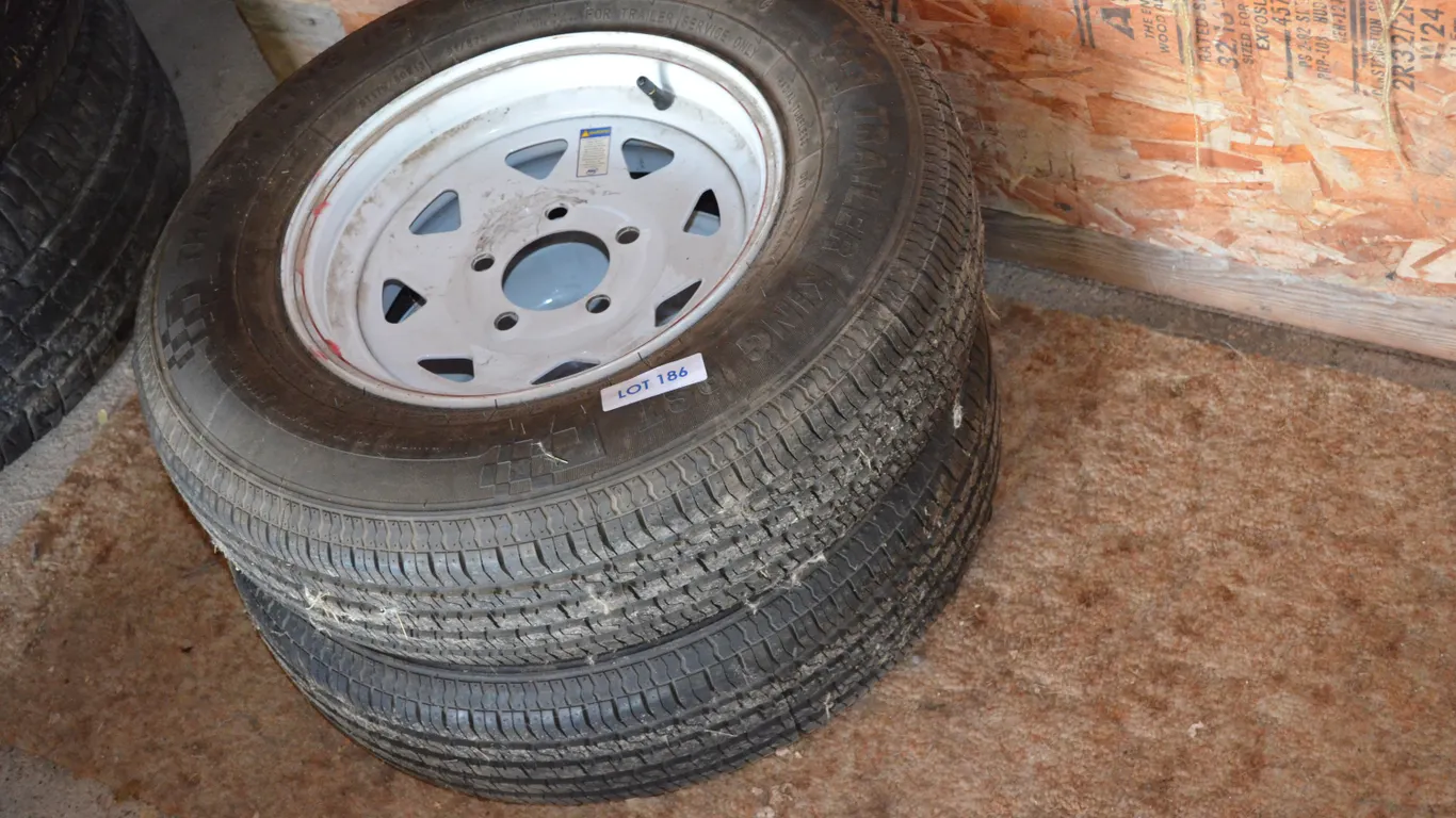 2 New Trailer King RST St 175/80/R13 Trailer Tires, complete with rims