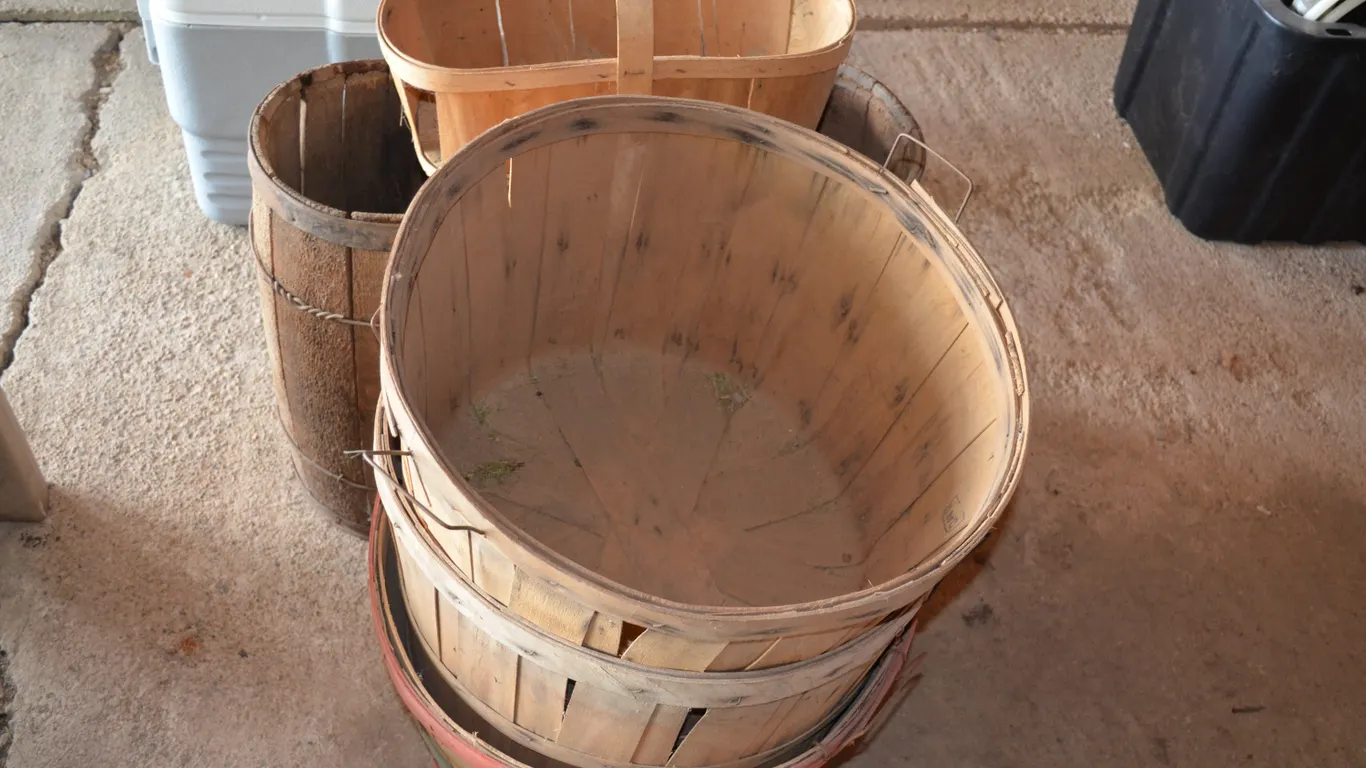 Antique Apple Baskets and Barrels