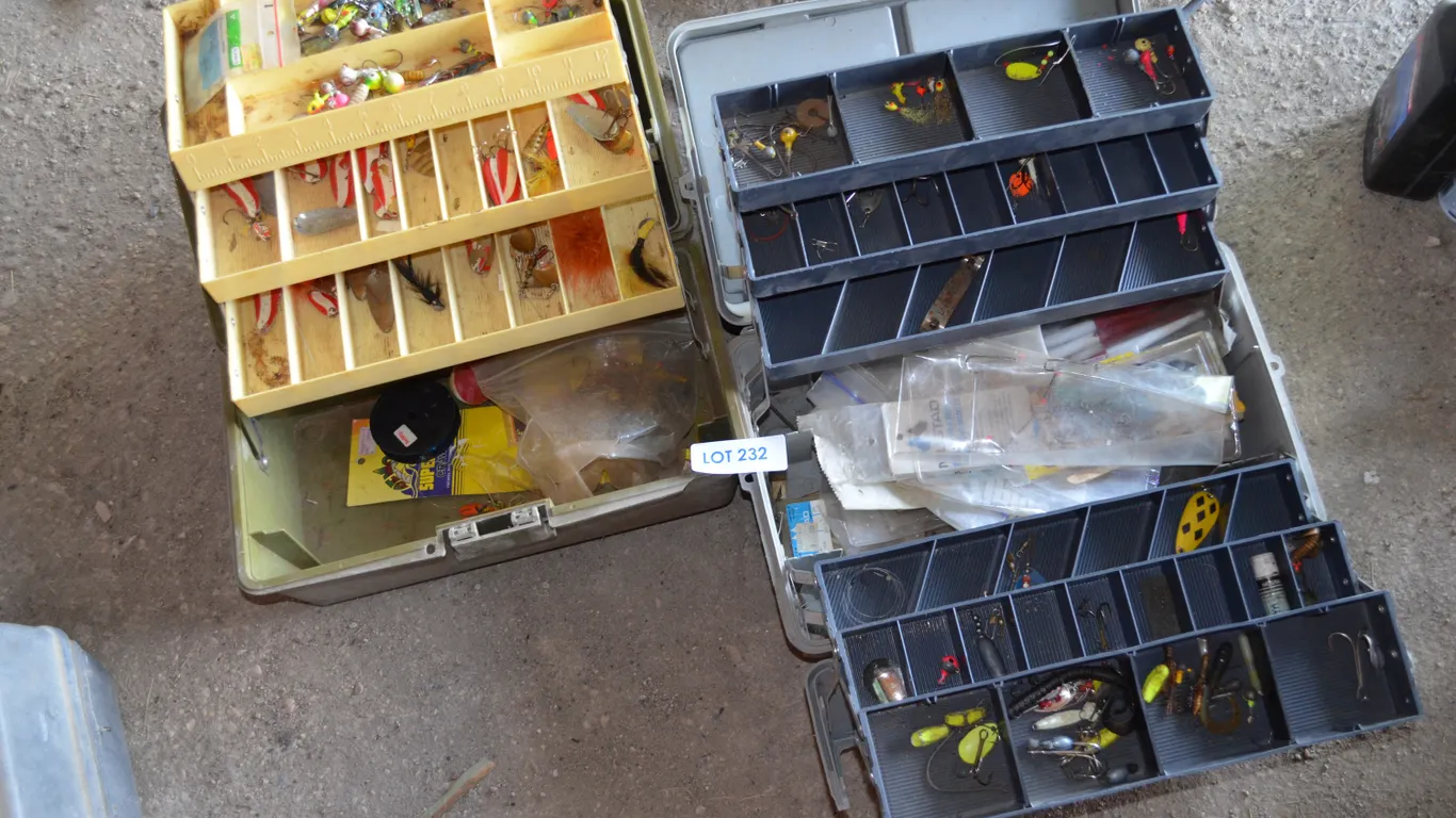 Fishing Tackle, 2 fishing tack boxes full