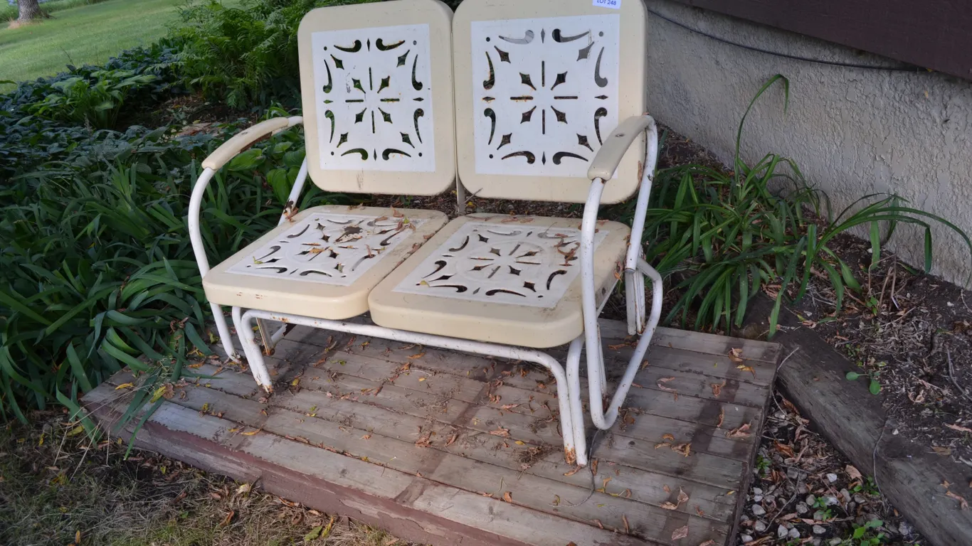 Metal Seat Glider on wooden platform