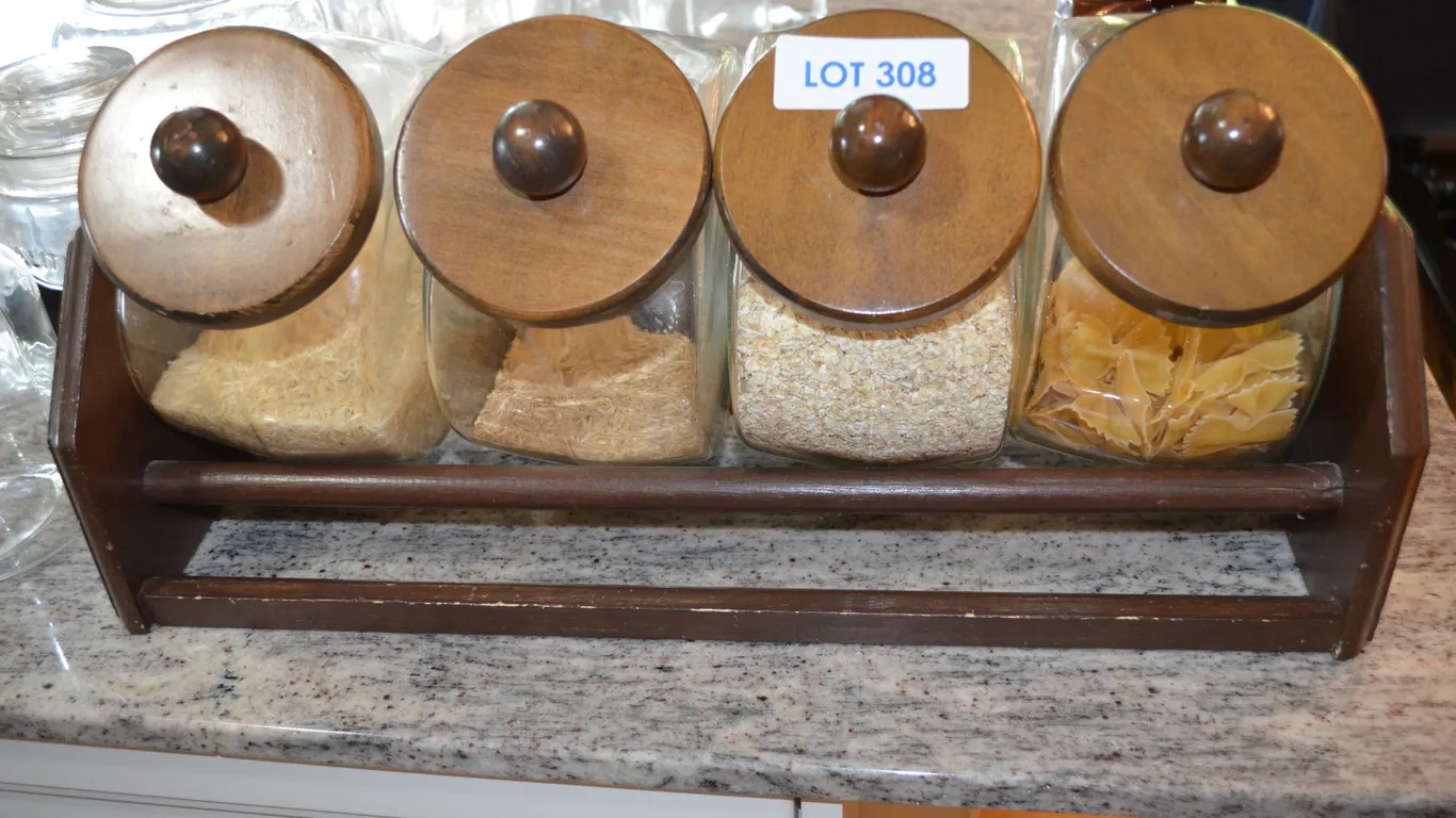 Glass Canisters in Holder