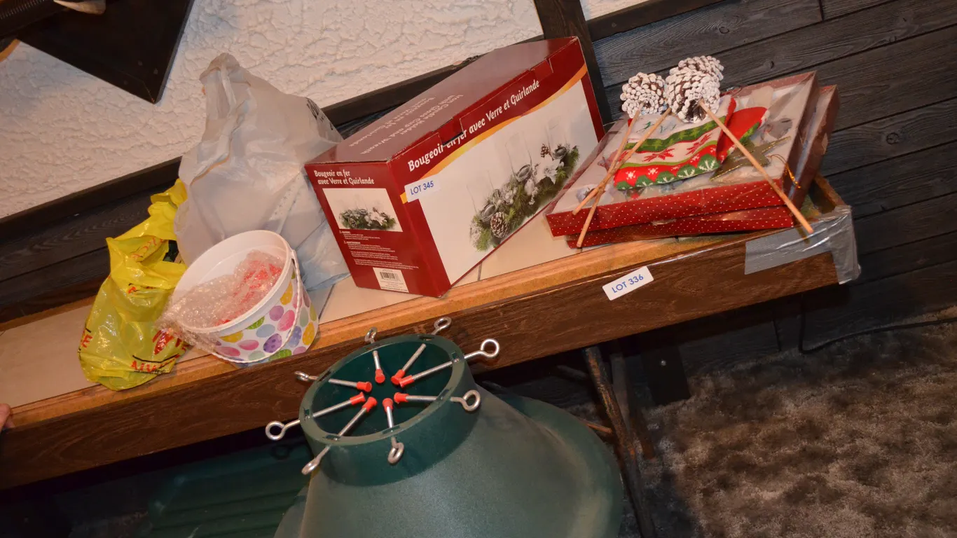 Christmas Tree Stand, Lights, Decorations