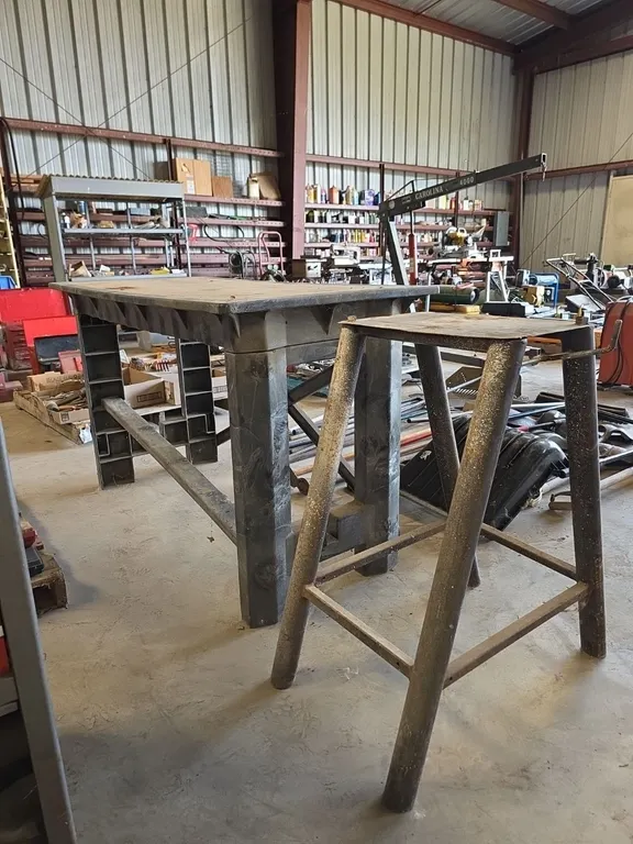 Poly work table and steel tool stand