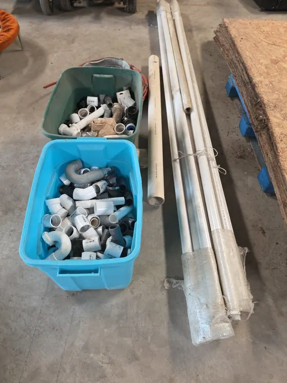 Quantity of plumbing supplies, fittings and pvc pipe