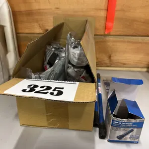 10 - NEW/UNUSED PAIRS OF SAFETY GLASSES, TIRE GAUGE, 4-IN-1 CAP, CORE REMOVER & MORE
