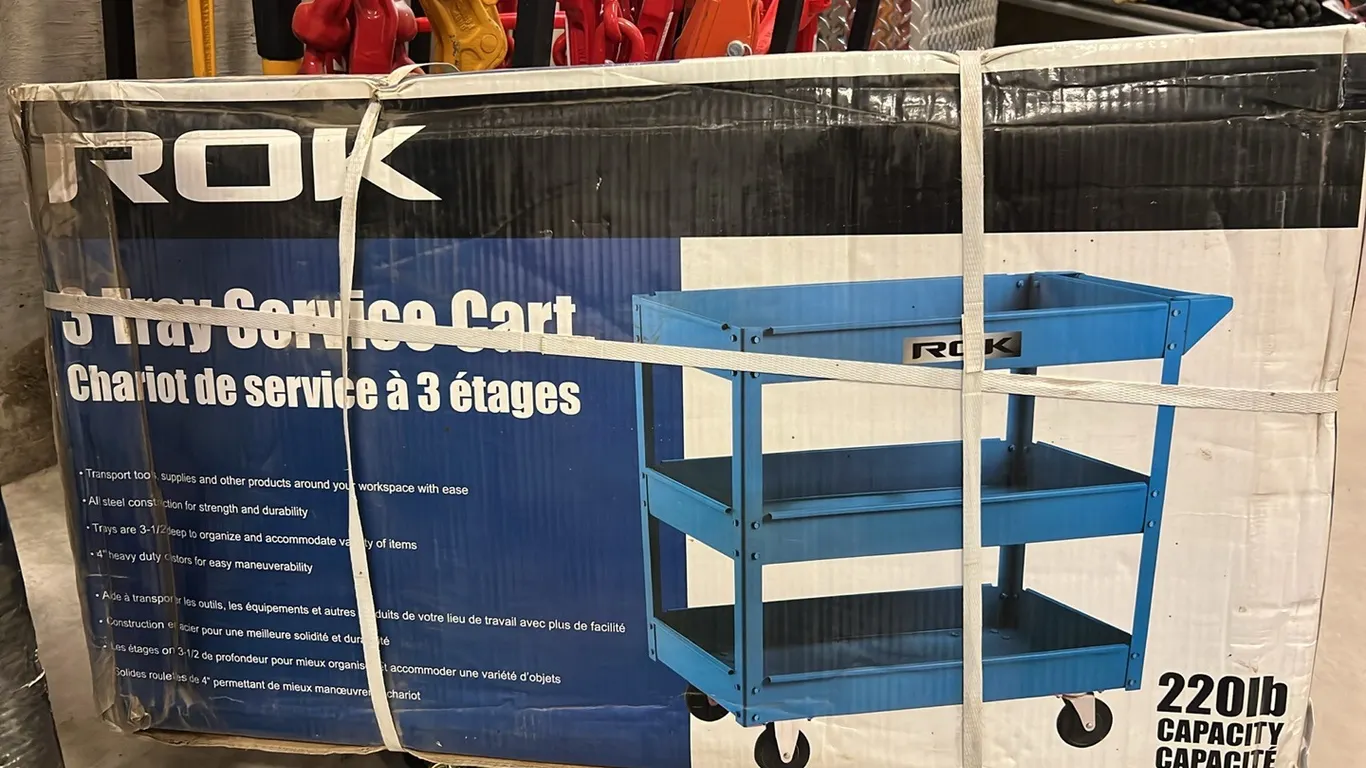 NEW/UNUSED ROK 220LB CAPACITY 3 TRAY SERVICE CART