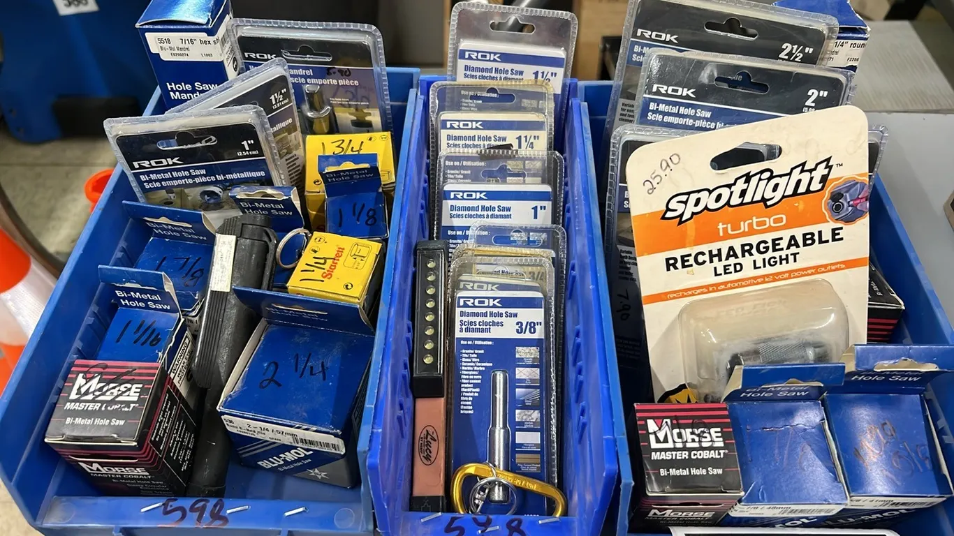 3 - TRAYS OF NEW/UNUSED ASSORTED HOLE SAW ITEMS