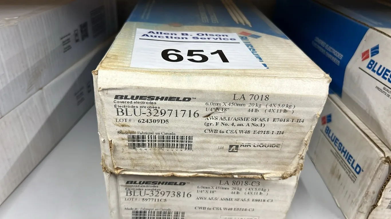 2 - NEW/UNUSED BOXES OF 1/4"X18" BLUE SHIELD LA 7018 WELDING ROD