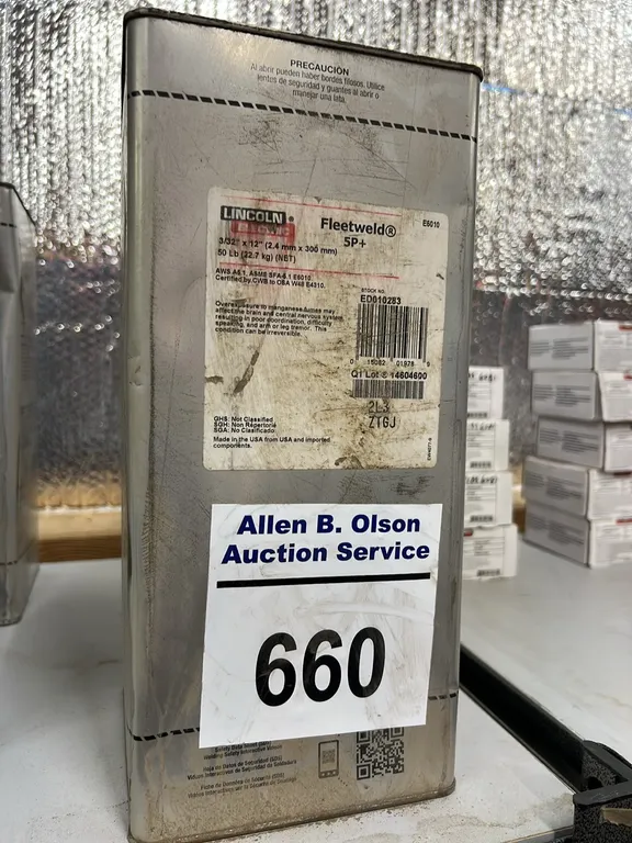 NEW/UNUSED CARTON OF 3/32X12" LINCOLN FLEETWELD 5P+ 6010 WELDING ROD