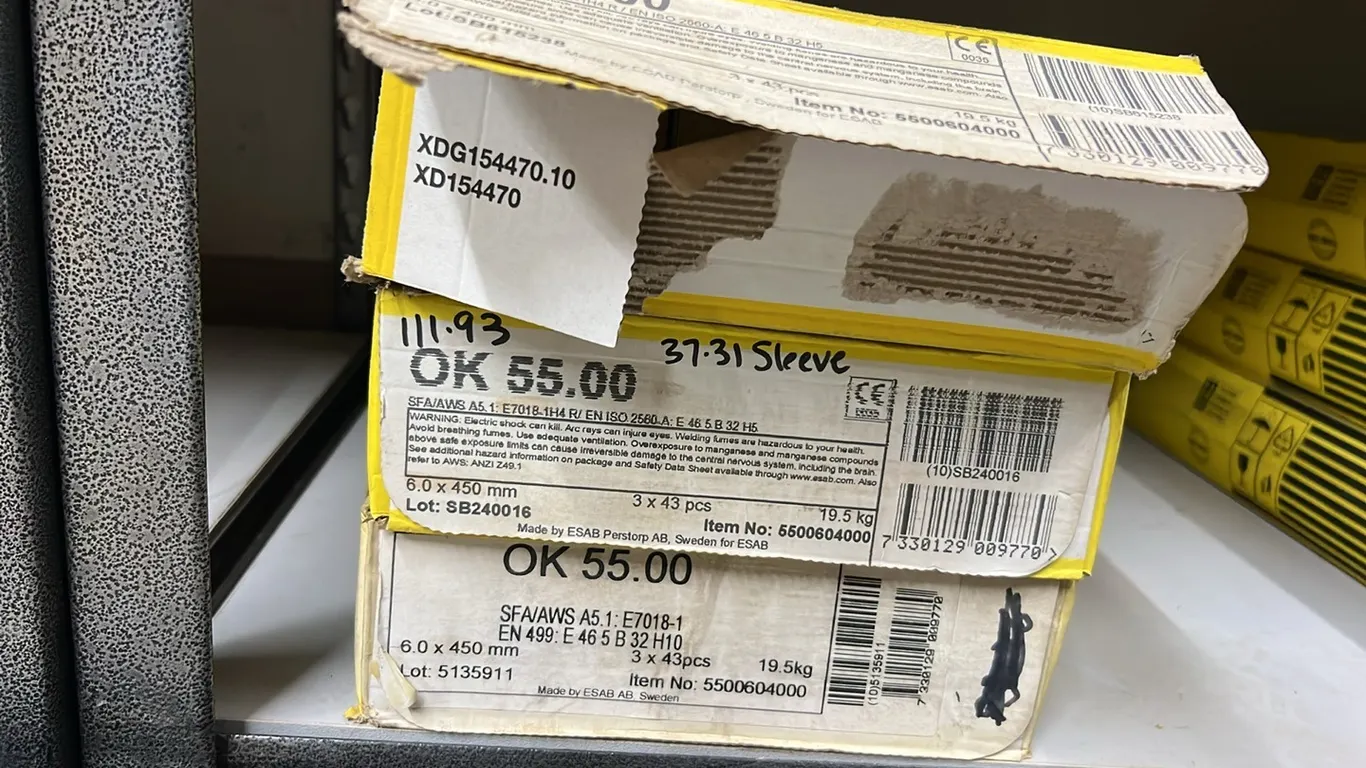3 - NEW/UNUSED BOXES OF ESAB 7018 6MMx450MM WELDING ROD
