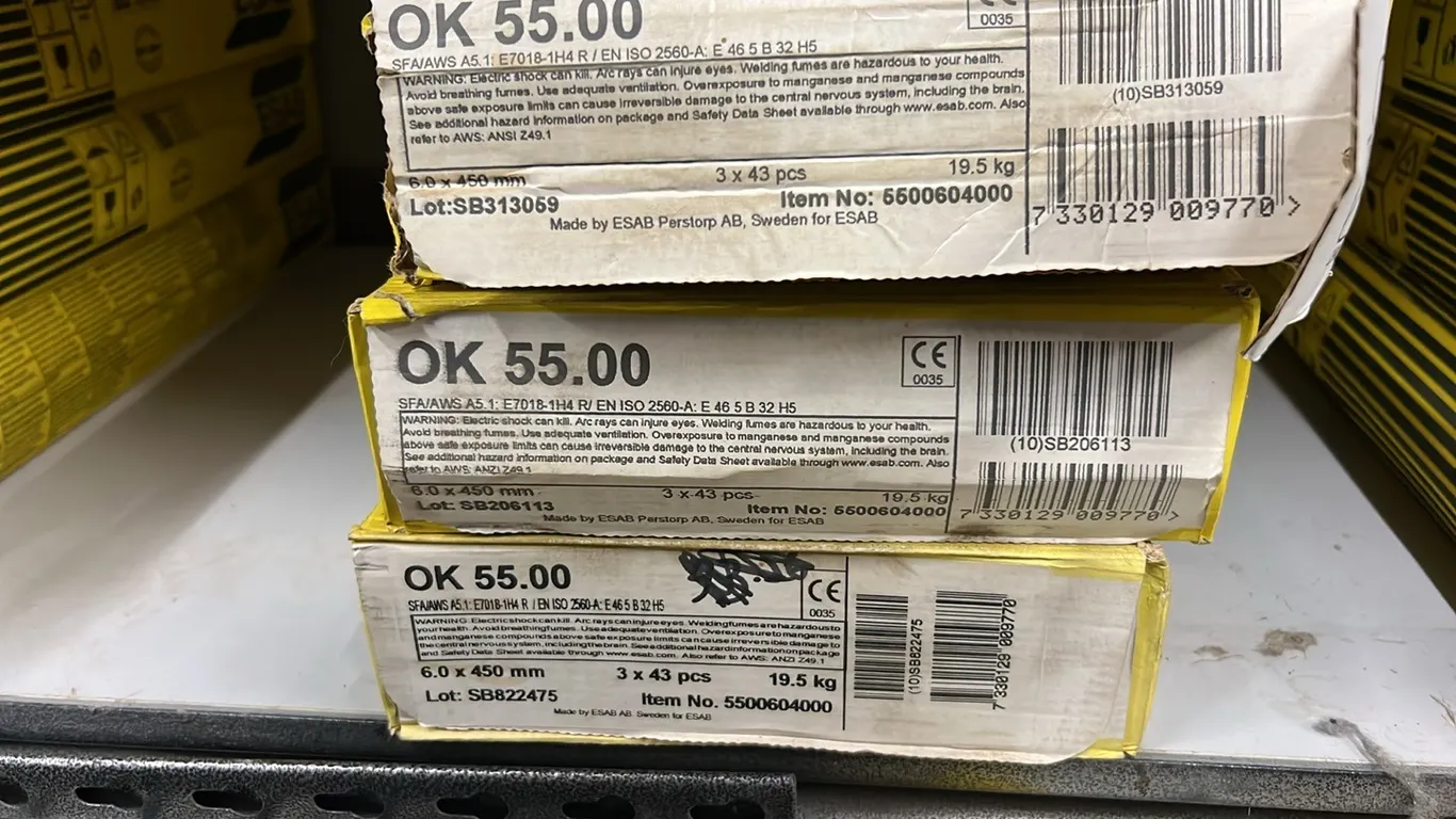 3 - NEW/UNUSED BOXES OF ESAB 7018 6MMx450MM WELDING ROD